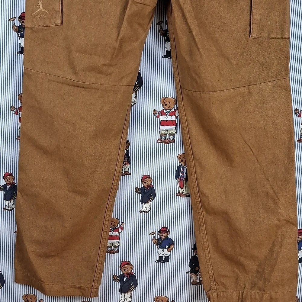 Jordan Brand Chicago Cargo Brown Drawstring Button Flat Front SZ SM Casual Pants
